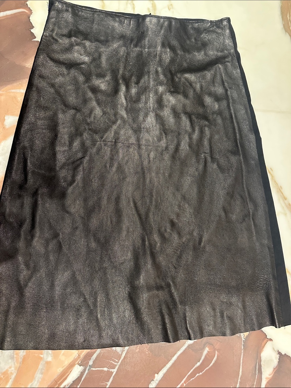 Black Genuine Leather and Cotton Pencil Skirt - Women
